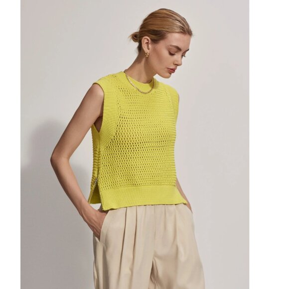 Varley (Anthropologie) NWT Womens Chartreuse Electric Lime RANDAL Crop Top Large - Picture 1 of 10